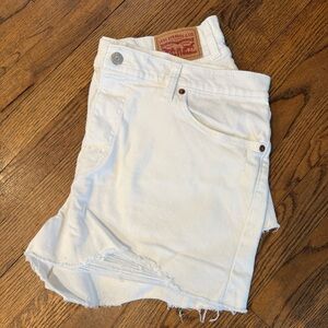 Levi's White Distressed Denim Cutoff Shorts